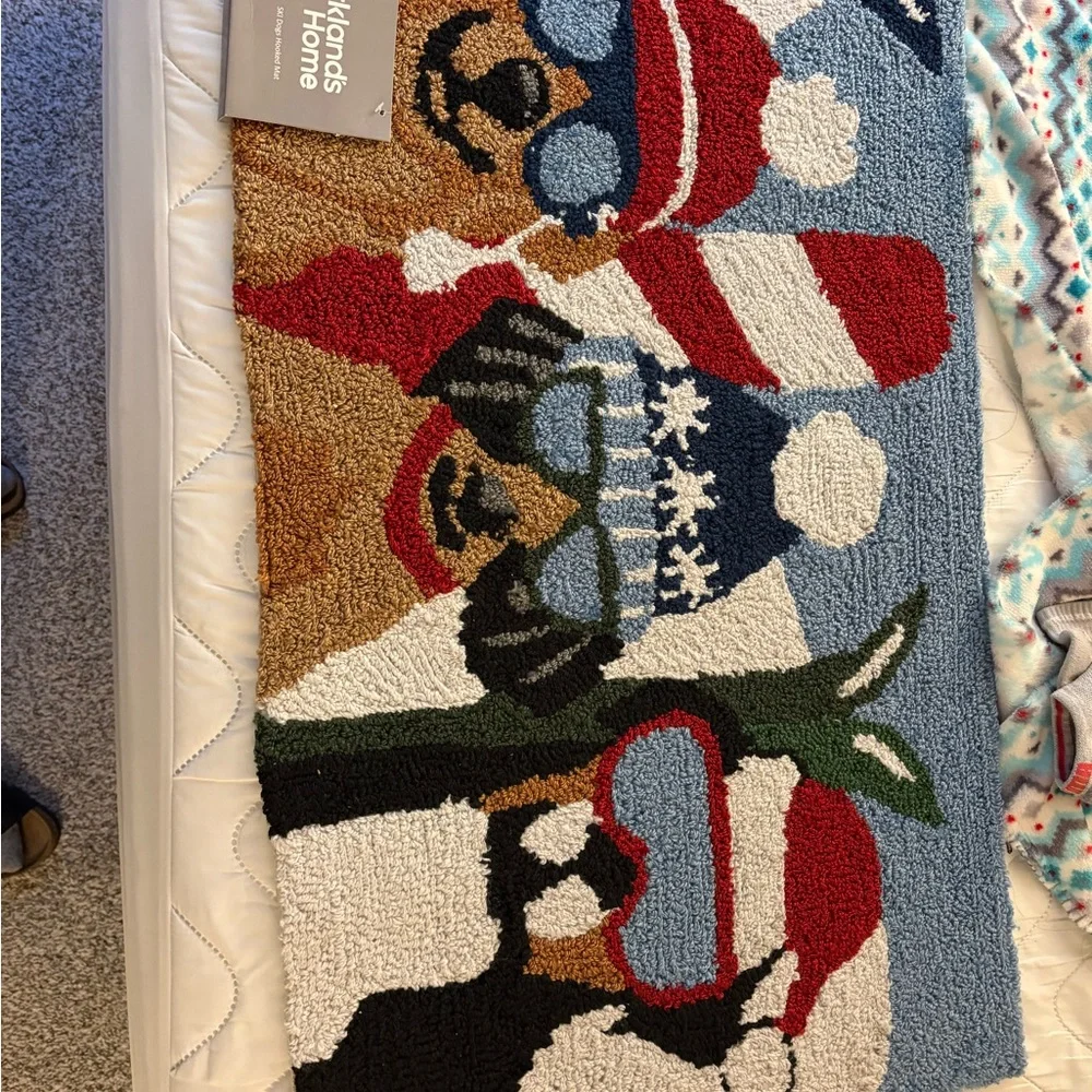 Kirklands Winter Dogs Door Mat - Red, Blue, Green
